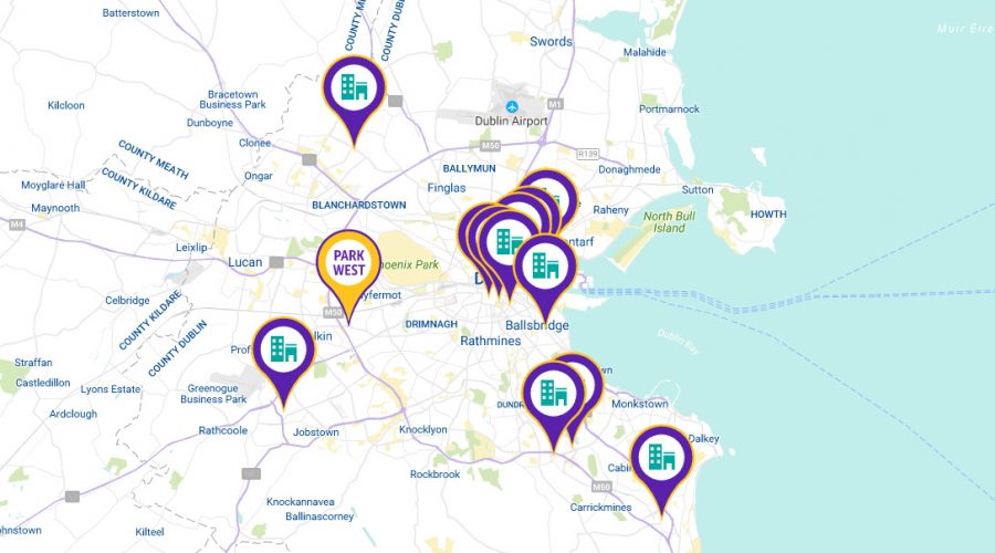 Park West office price comparison map